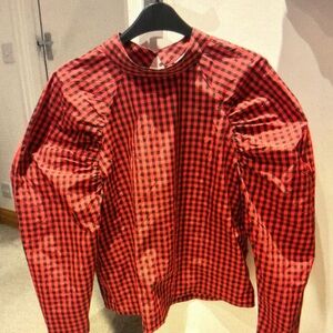 Red and Black Checkered Blouse